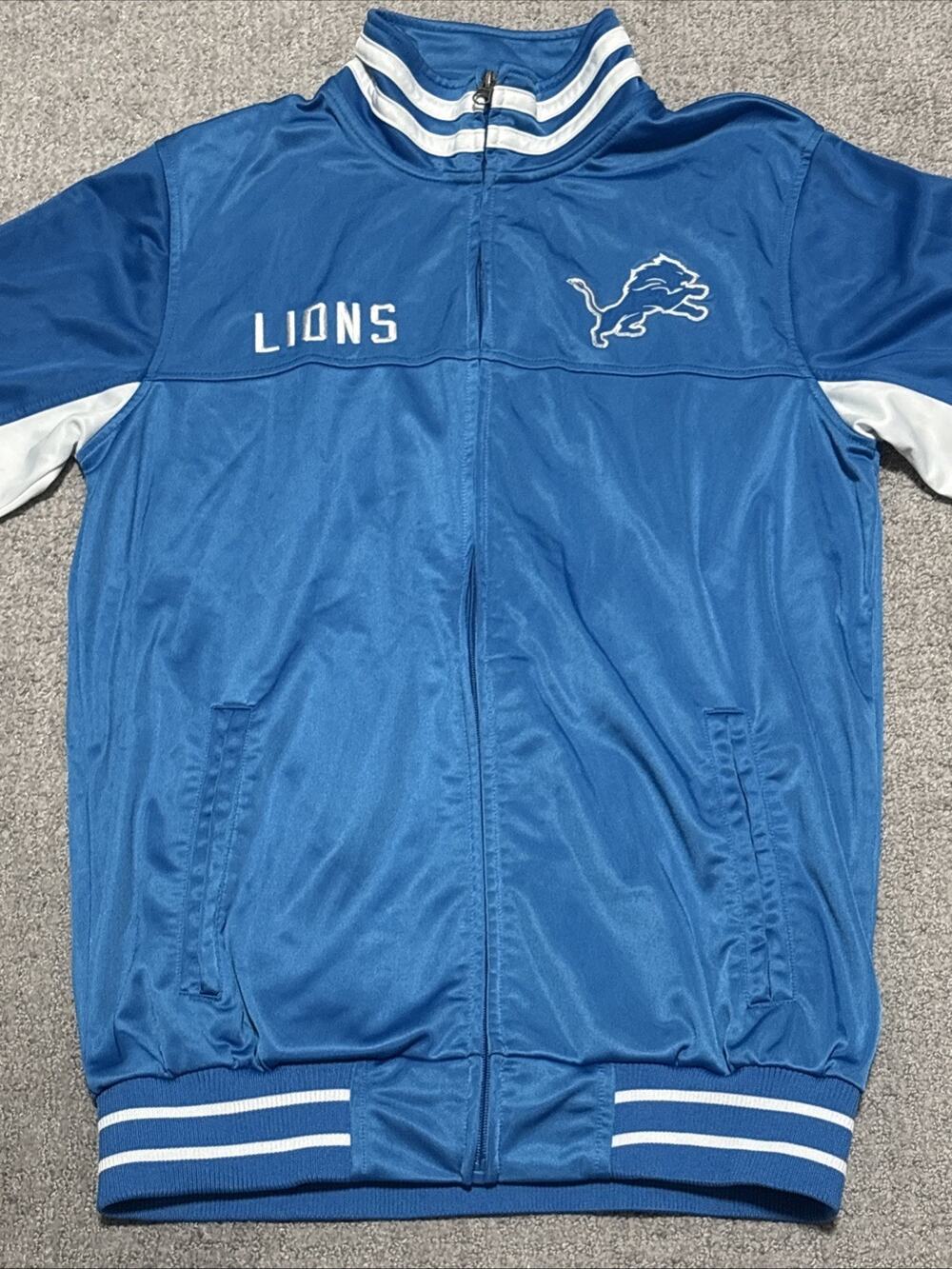 G-III Sports by Carl Banks Detroit Lions Full Zip Track Jacket Size Medium